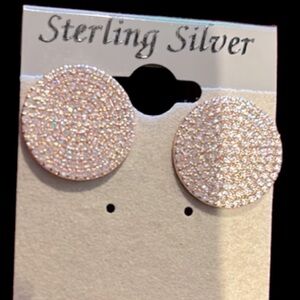 Vintage Luxury style bling stud Sterling Silver  earrings New